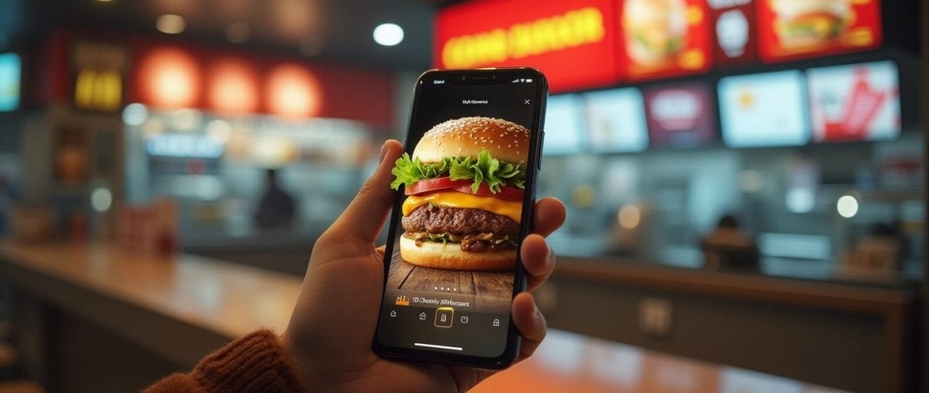 a realistic scene inside a modern fast